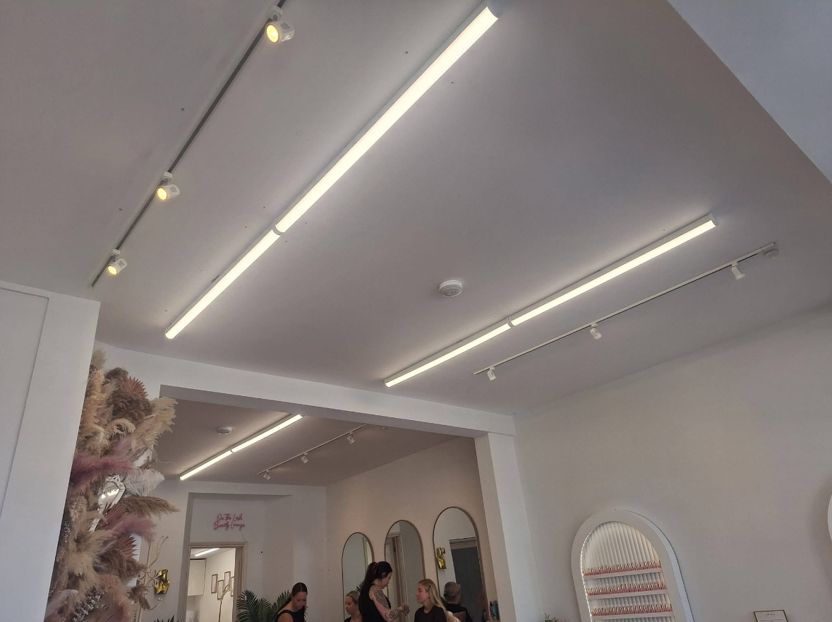Commercial lighting installation for a back garden business